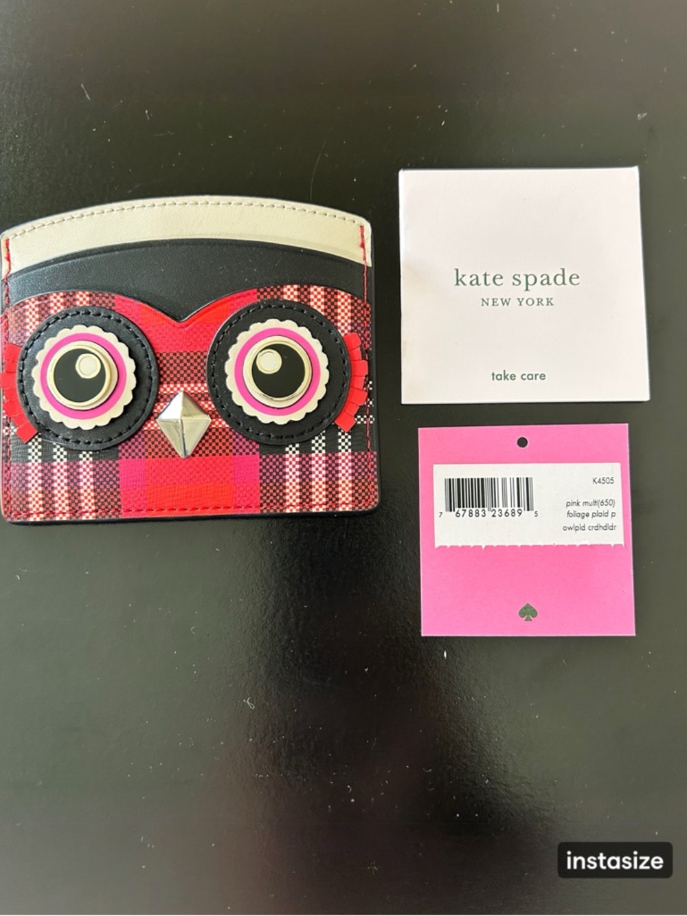 Kate Spade Blinx Plaid Owl Cardholder